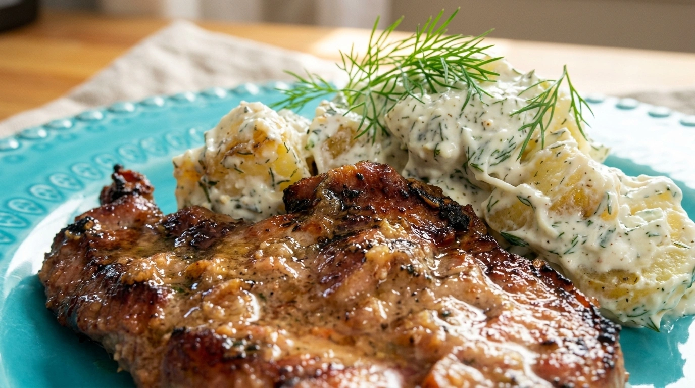 Fläskkarré med stekt rabarber och rödlök – Modern husmanskost på 40 minuter - traditionellt Sverige Middag recept, perfekt till vardagsmiddag