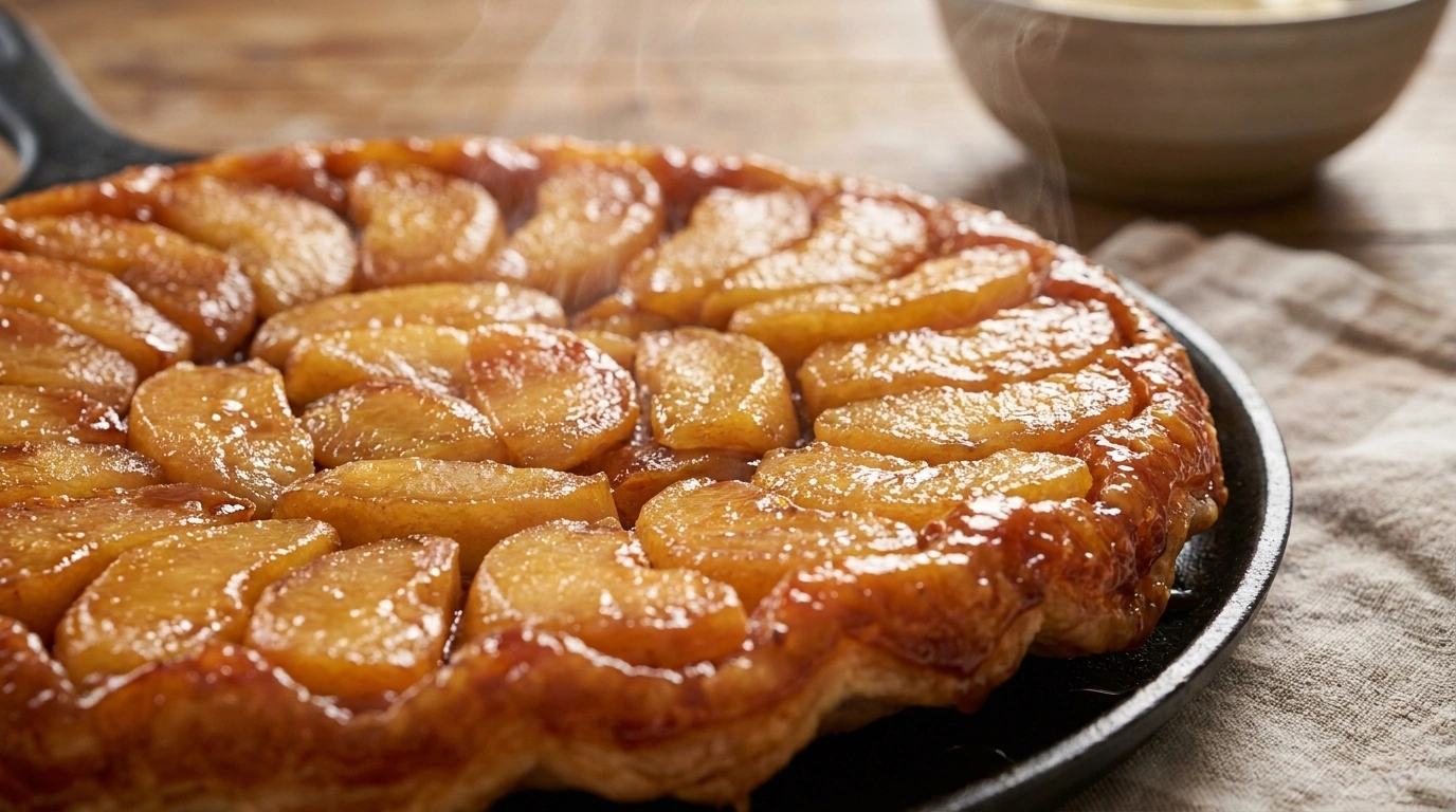 Fransk tarte tatin med karamelliserade äpplen – elegant baklängesäpple på 60 minuter - traditionellt Franskt Efterrätt recept, perfekt till vardagsmiddag