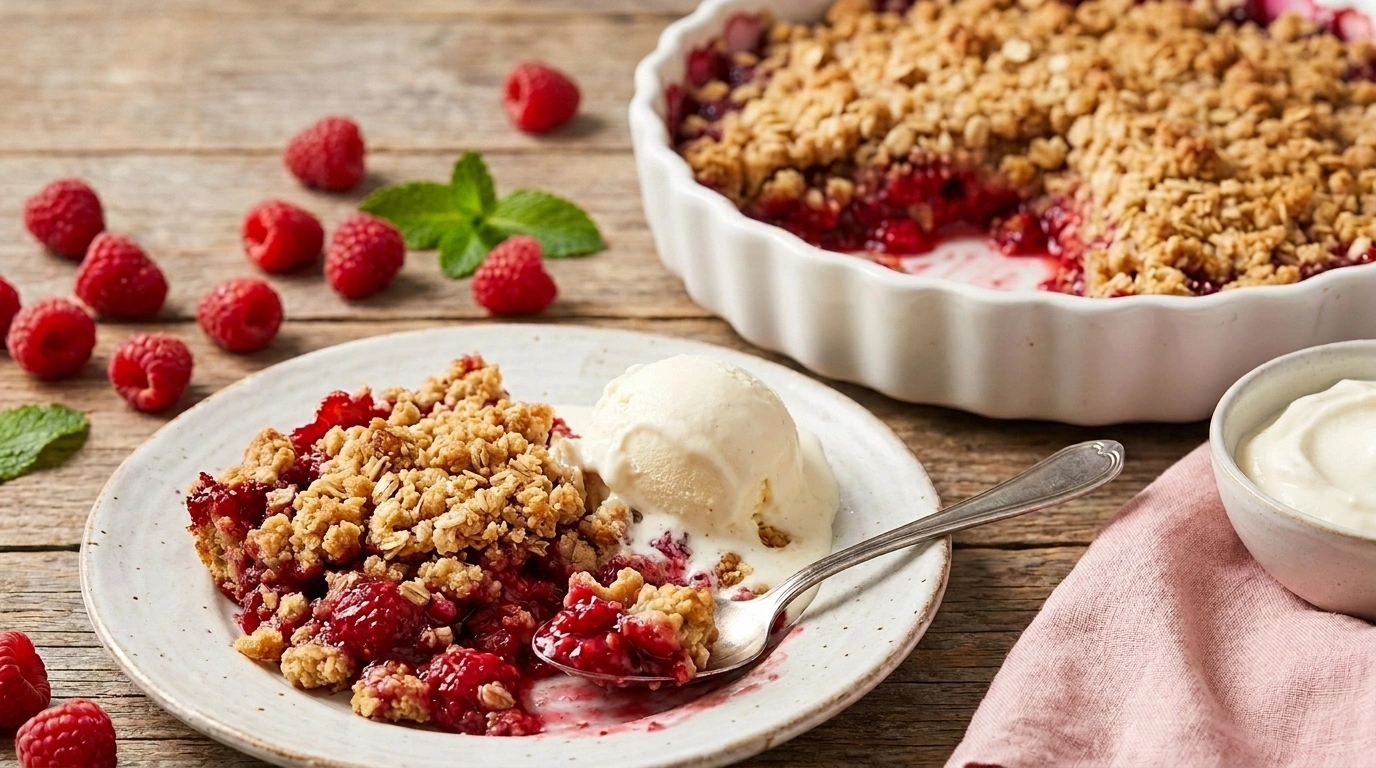 Hallonpaj – syrlig och söt smulpaj med hallon på 35 minuter - traditionellt Sverige Paj & Smulpaj recept, perfekt till vardagsmiddag