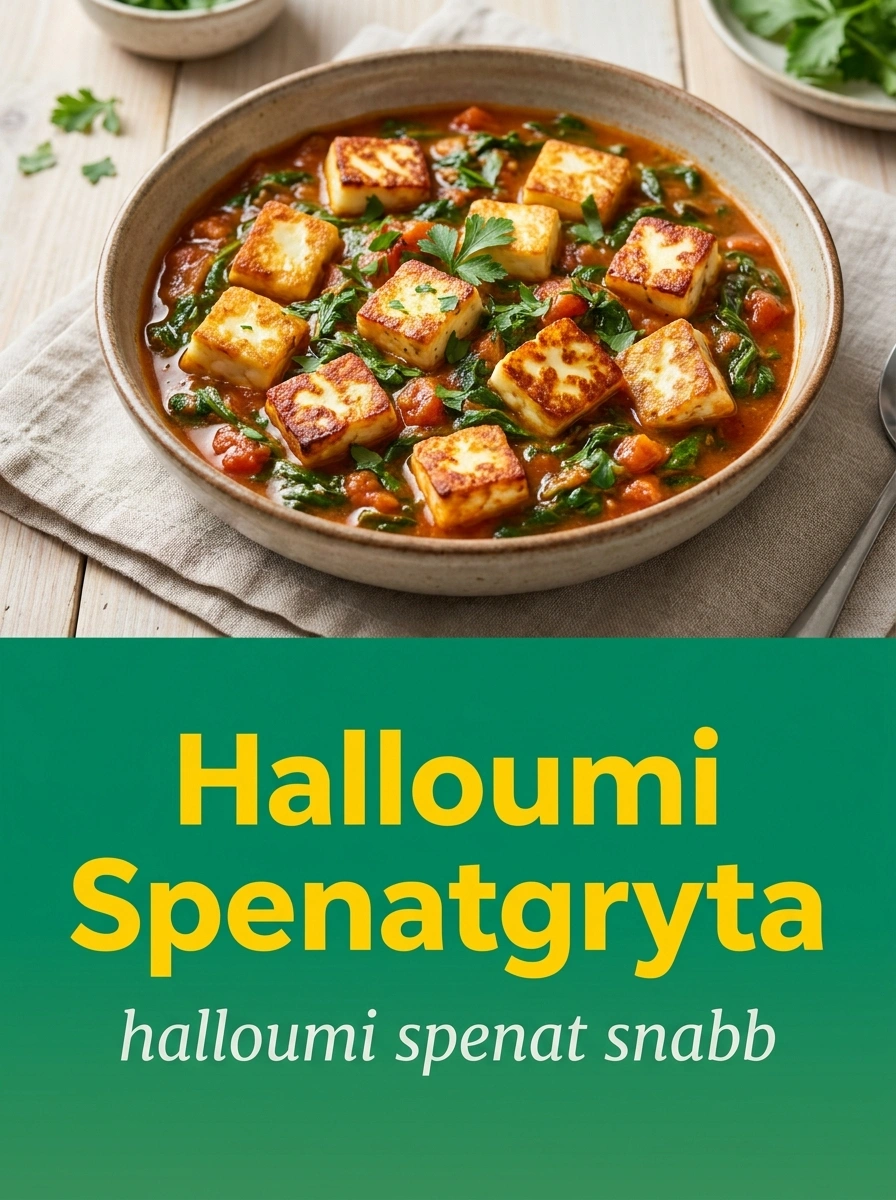 Halloumi Spenatgryta – Krämig & Snabb - traditionellt Medelhavskök Middag recept, perfekt till vardagsmiddag