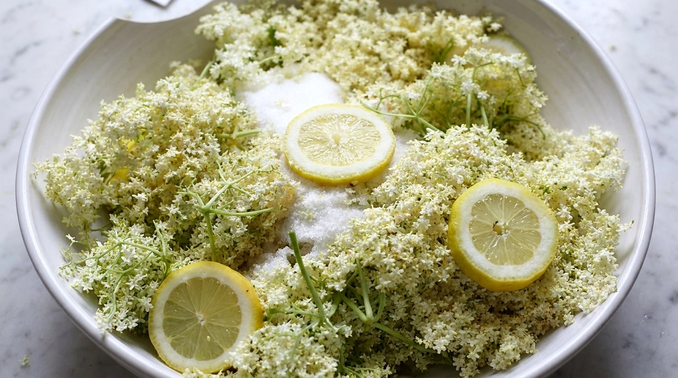 Hemgjord Flädersaft med Citron och Socker – Klassisk sommarsaft på 20 minuter - traditionellt Svensk Dryck recept, perfekt till vardagsmiddag