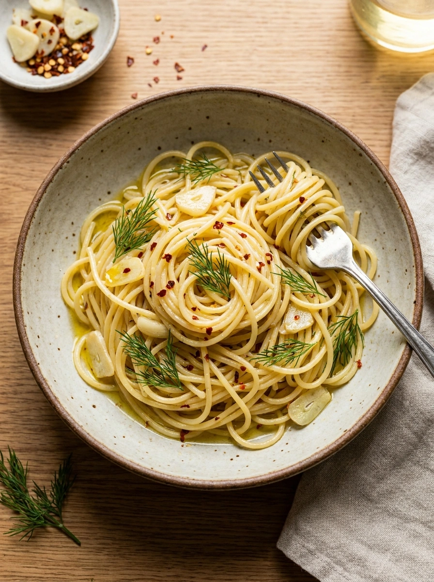 Inlagd Sill Spaghetti Aglio Olio