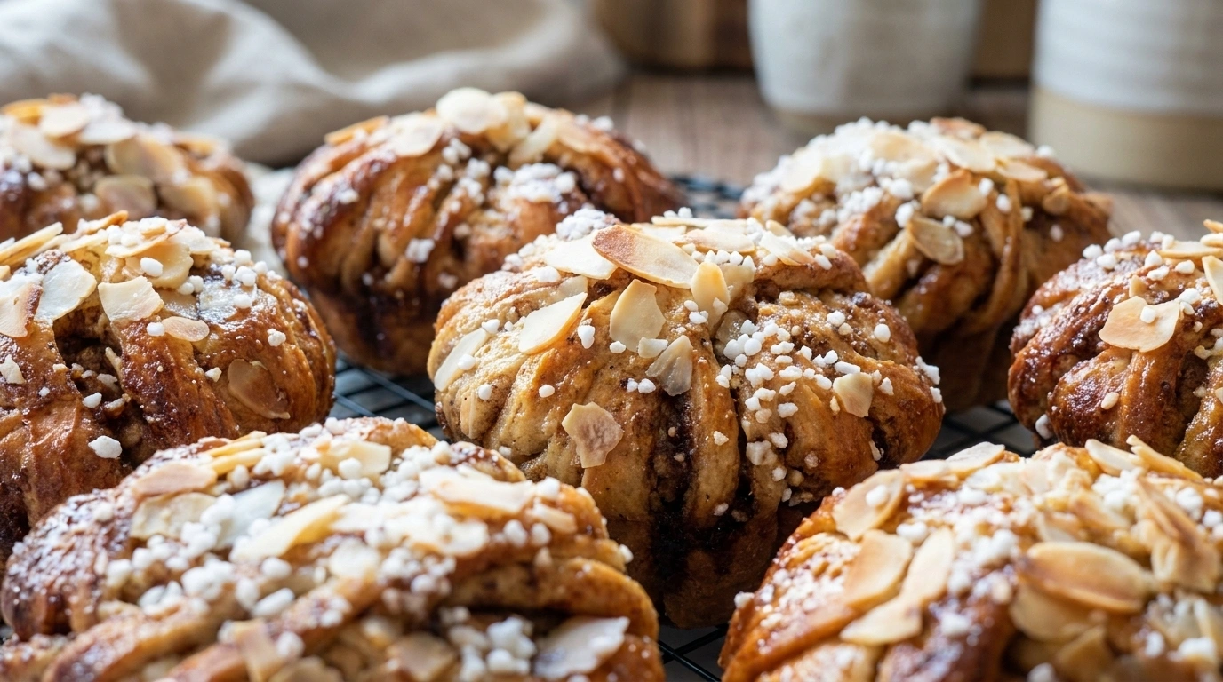 Kanelbullar med Mandel – Extra Krispiga med Mandelsmak - traditionellt Sverige Bakverk recept, perfekt till vardagsmiddag