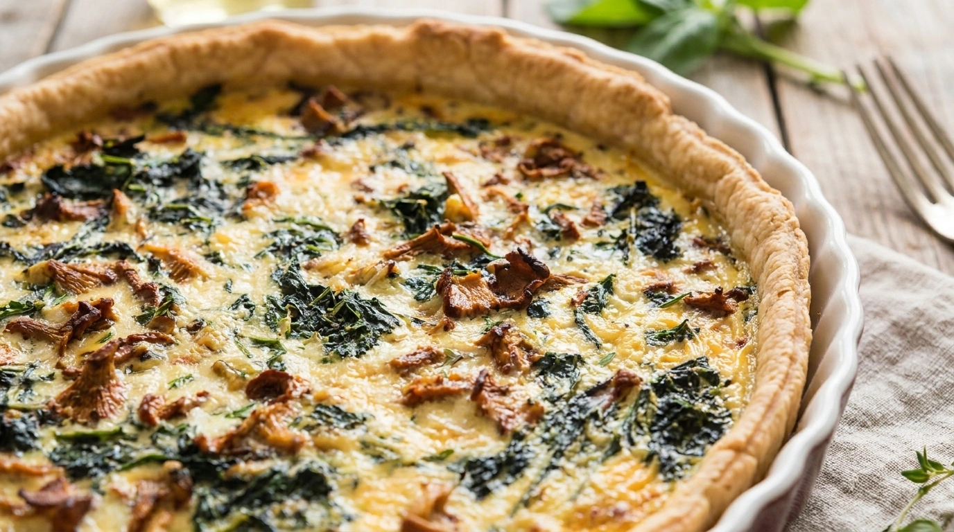 Kantarellpaj med smetdeg och sallad – Smörig höstpaj på 55 minuter - traditionellt Svenskt Paj & Smulpaj recept, perfekt till vardagsmiddag