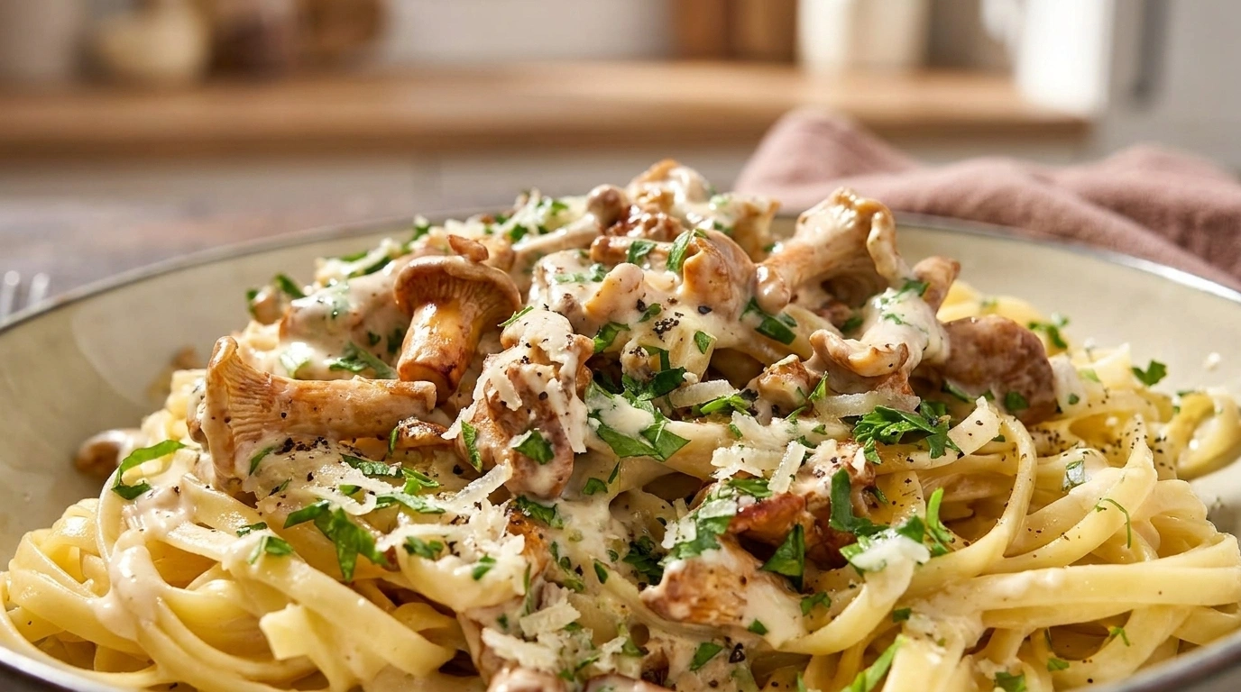 Kantarellpasta med vitlök och persilja – Skogens guld på 25 minuter - traditionellt Svenskt Middag recept, perfekt till vardagsmiddag