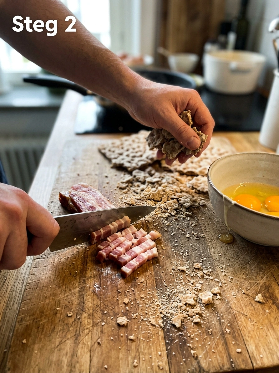 Stek pancetta tills den är krispig