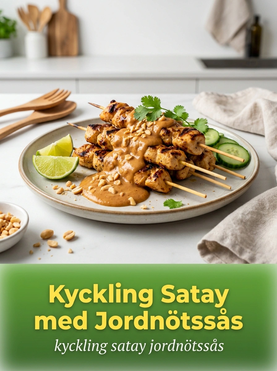 Kyckling Satay med Jordnötssås – grillade spett