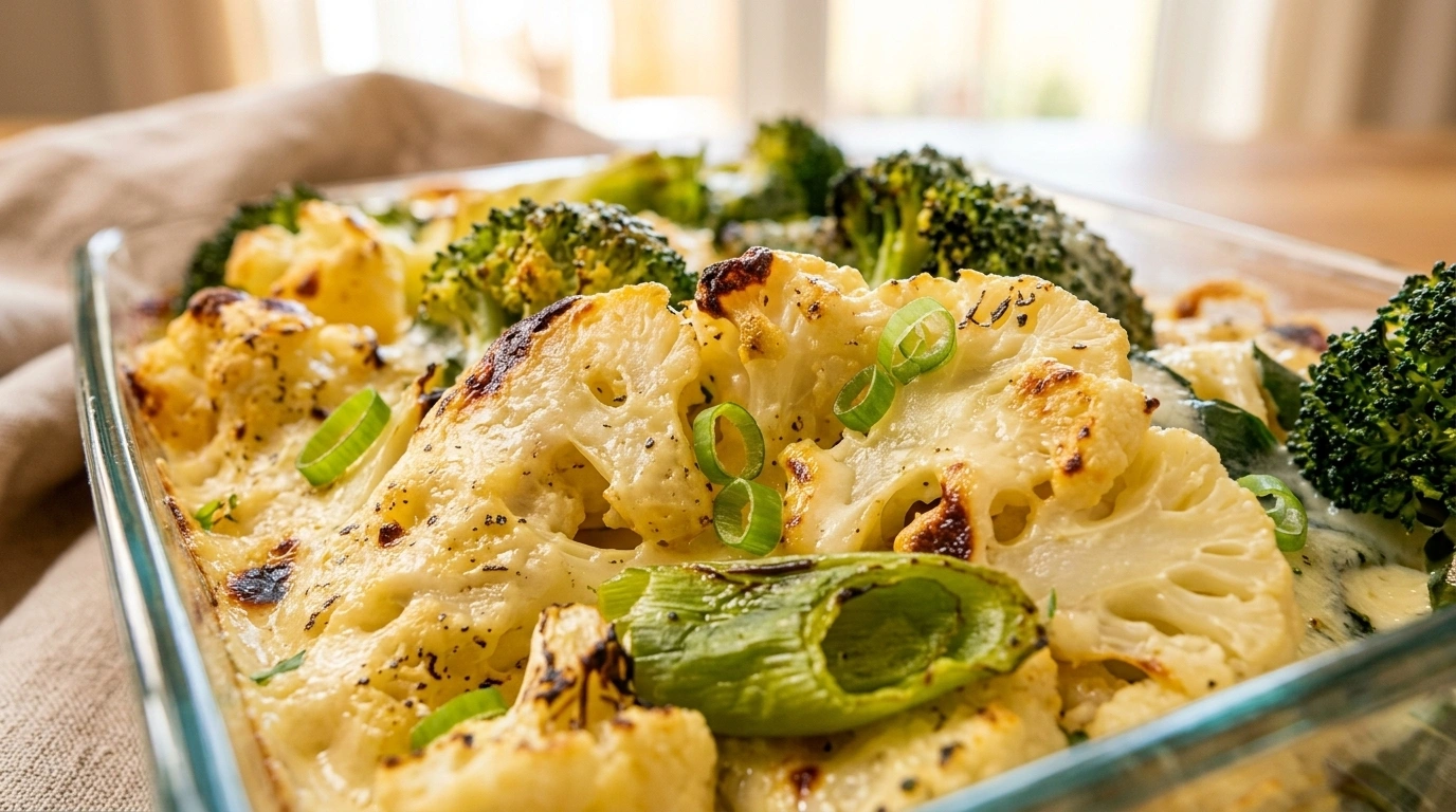 Långpanna blomkål, broccoli och ostsås