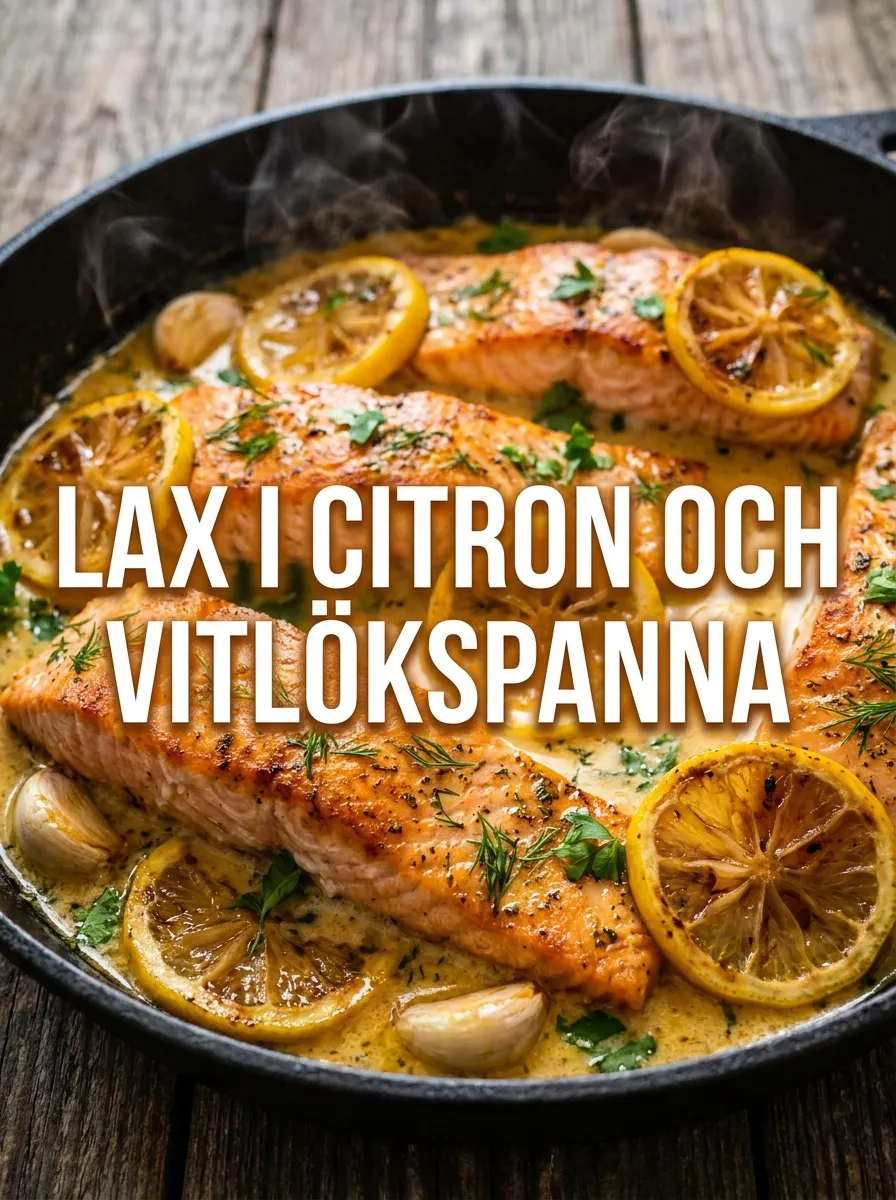 Lax i citron- och vitlökspanna
