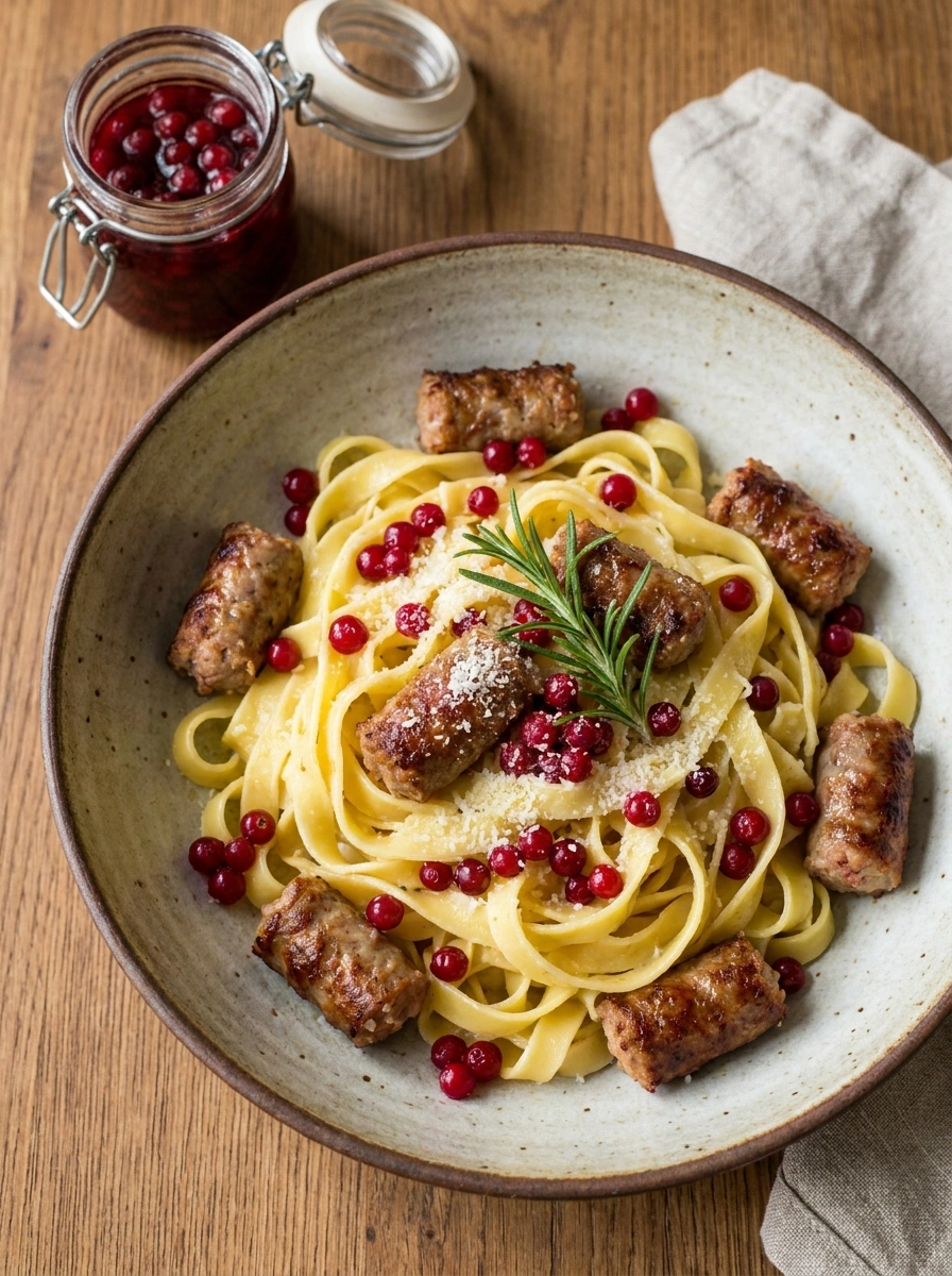 Lingonsylt Salsiccia Tagliatelle