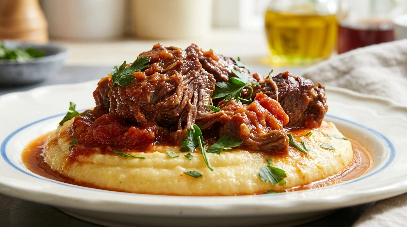 Ragu på viltfärs med krämig polenta – Rustik höstlyx på 50 minuter - traditionellt Italiensk-Svensk Middag recept, perfekt till vardagsmiddag