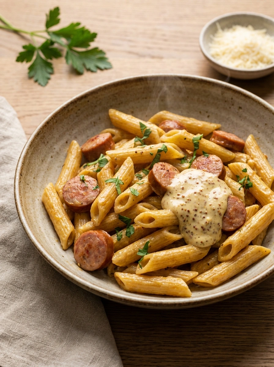 Senapsgräddig Korv Penne