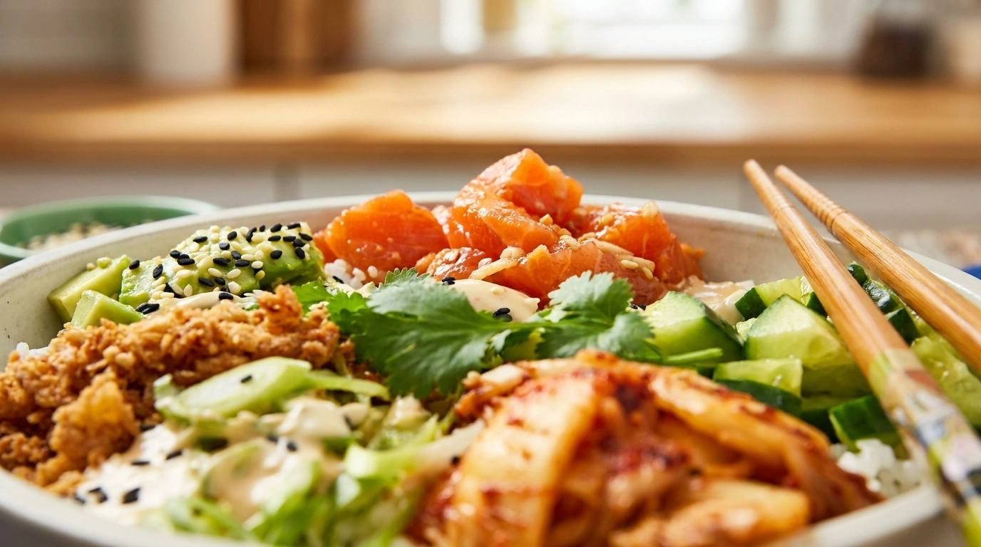 Snabb sushi bowl med lax och avokado – Poké bowl-inspirerad på 15 minuter - traditionellt Japansk Lunch recept, perfekt till vardagsmiddag