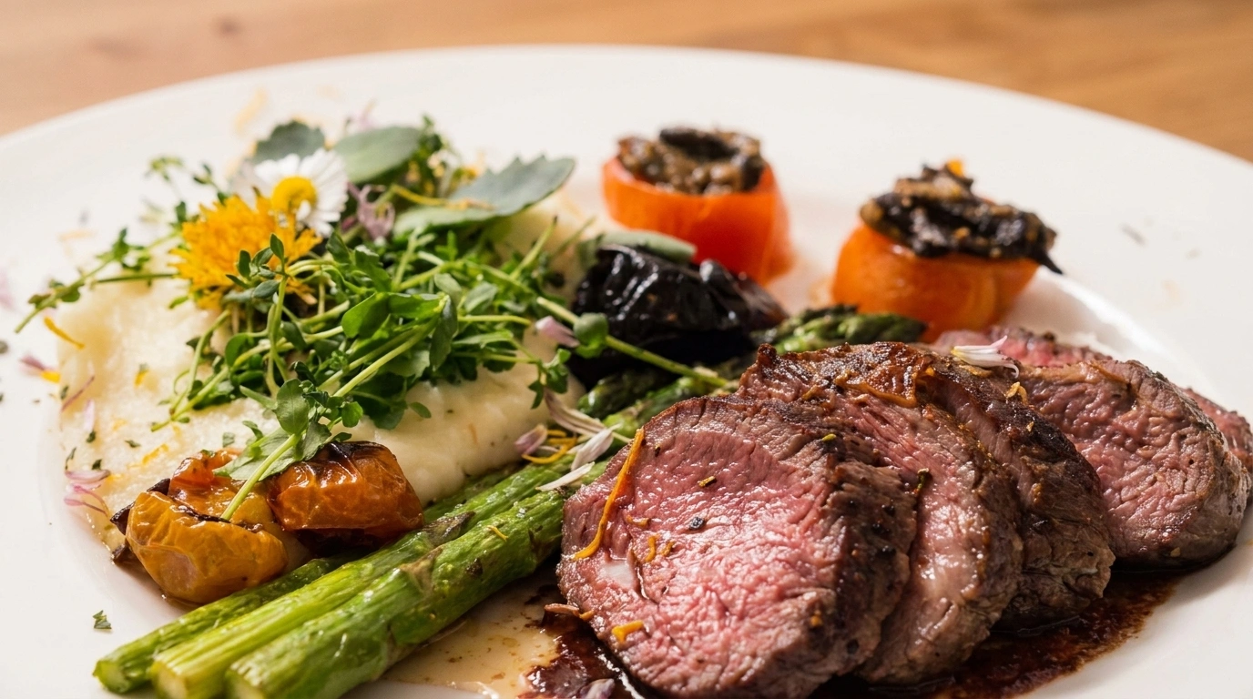 Stekt hjortfilé med rotfruktspuré och skogssvampssås – Dinnerpartyns showstopper på 60 minuter - traditionellt Svenskt Middag recept, perfekt till vardagsmiddag