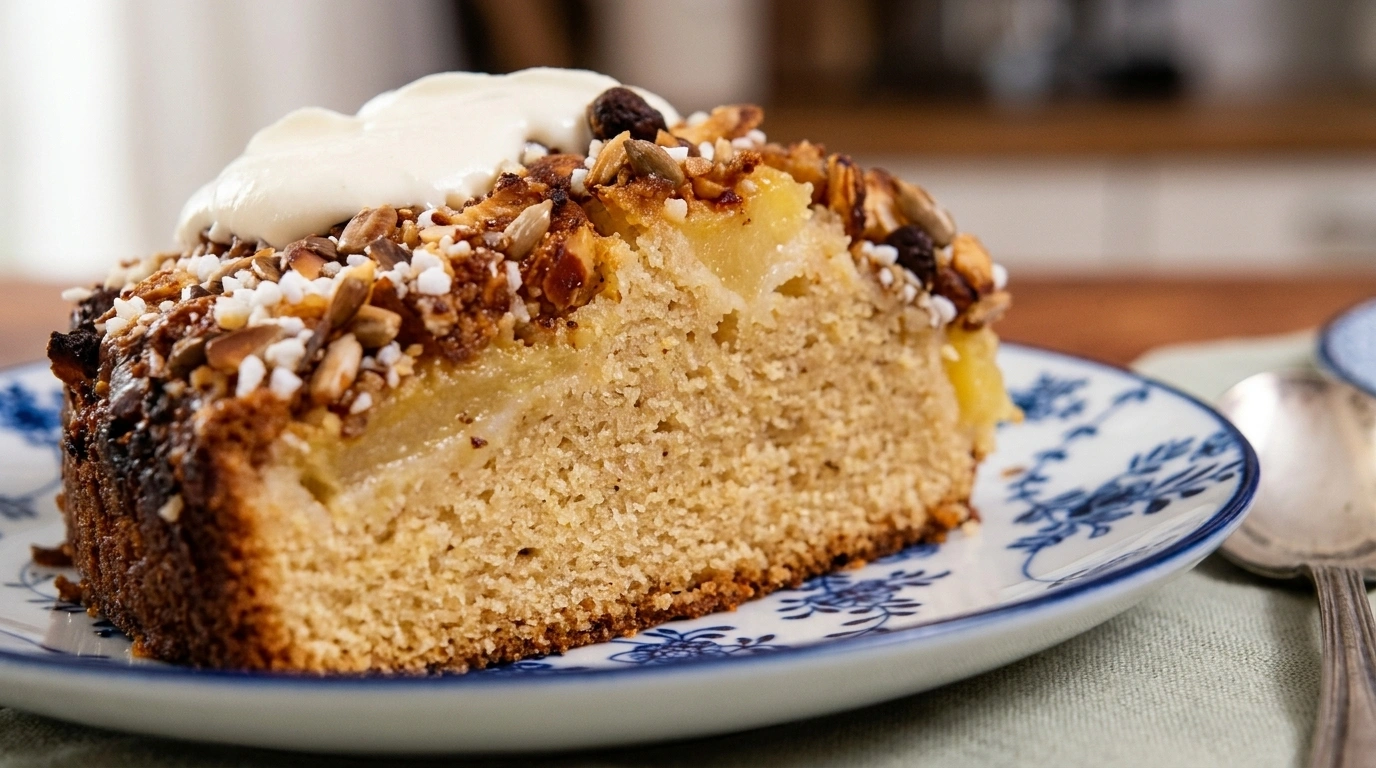 Svensk äppelkaka med mandel och grädde – gammaldags fika på 55 minuter - traditionellt Svenskt Fika recept, perfekt till vardagsmiddag