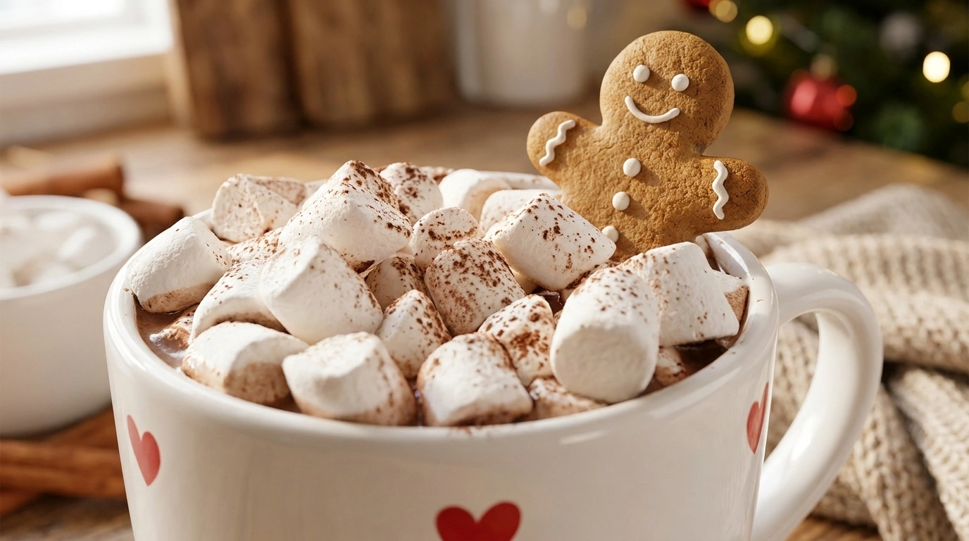 Varm Choklad med Marshmallows och Pepparkaka - traditionellt Svenskt Drycker recept, perfekt till vardagsmiddag