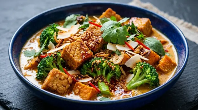 Vegetarisk sötpotatiscurry med jordnötter