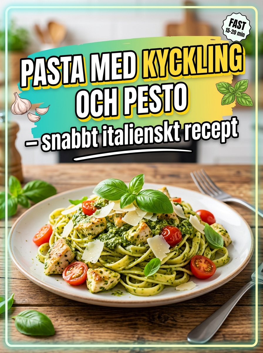 Pasta med kyckling & pesto
