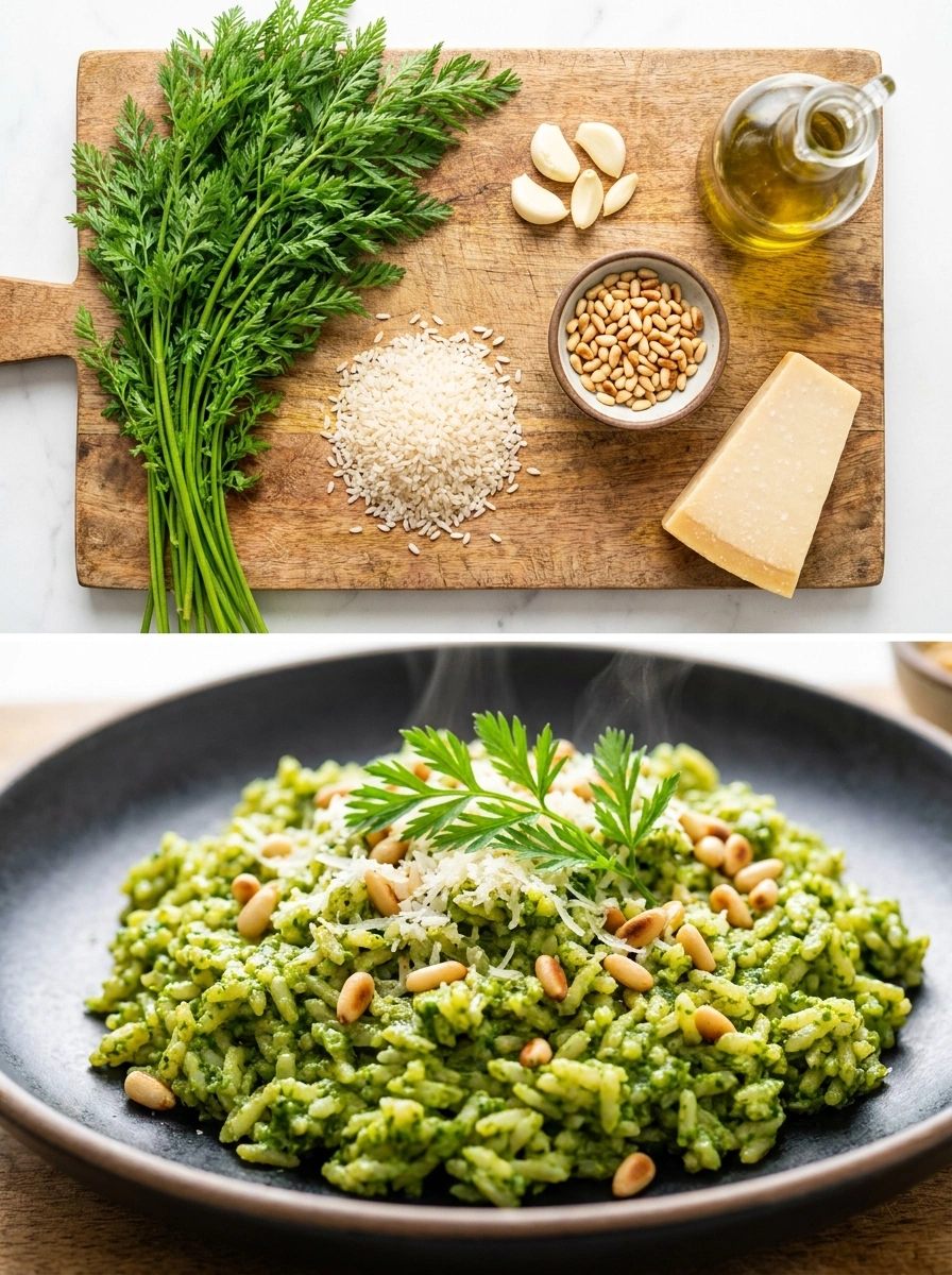 Carrot Top Pesto Rice